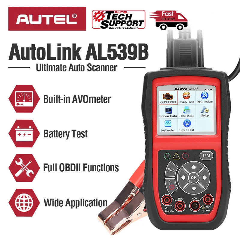 Autel AL539B Auto Code Reader Electrical Battery Tester for 12 Volts Batteries EOBD OBD 2 OBD2 Scanner Original Free Shipping