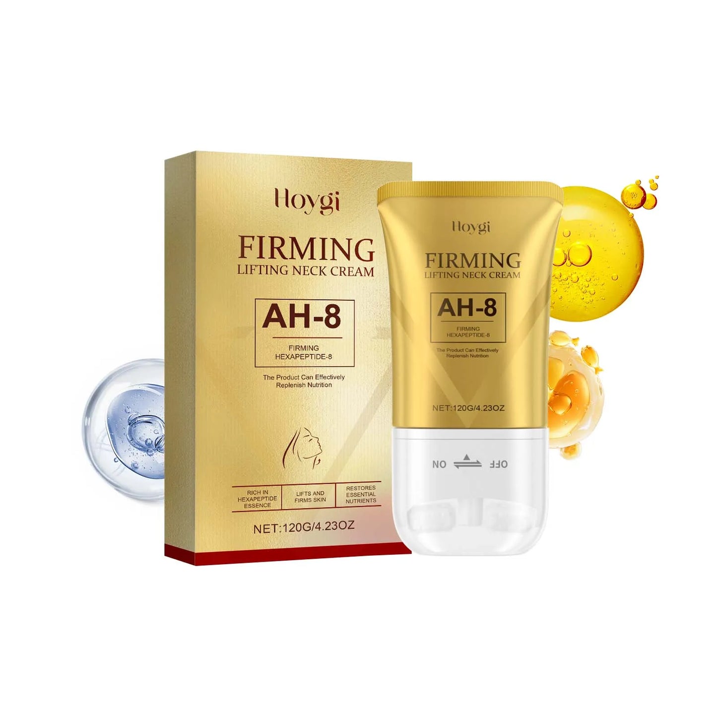 AH-8 Neck Firming Roller Cream Moisturizing Lifting Brighten Skin Fades Fine Lines Reduce Double Chin Massage Firm Neck Cream