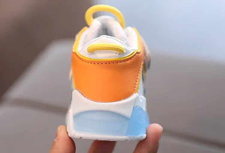 Colorful Letter Pattern Hook Loop Children Sports Shoes Breathable Comfortable Casual Sneakers Kids Outdoor Non Slip Fashion