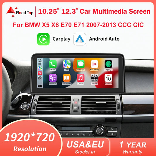 Wireless CarPlay & Android Auto Display Screen, Compatible with BMW X5 X6 E70 E71 CCC CIC