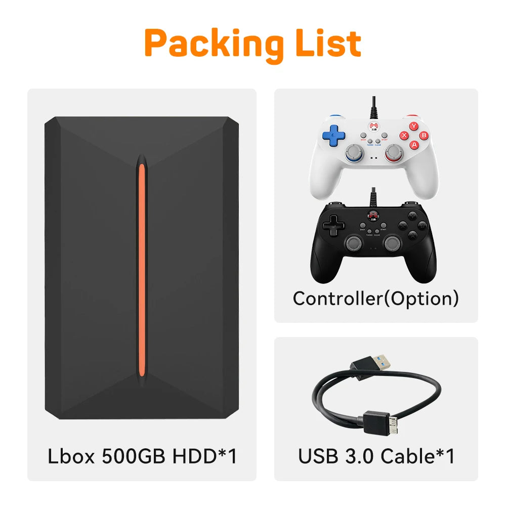 JMachen 500GB Game Hard Drive Launchbox Portable Gaming HDD with 3700+PC/3D Games for PS4/PS3/PS2/Wii/WiiU/Switch Game Console