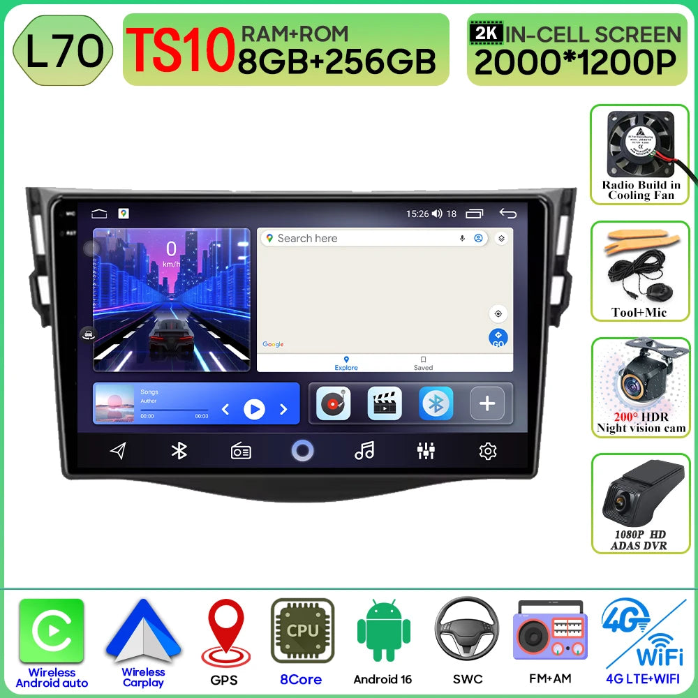 Android Auto For Toyota RAV4 Rav 4 2005 - 2013 Car Radio Carplay No 2din 4G Wifi Car Monitor Video GPS Navigation Stereo 2k BT