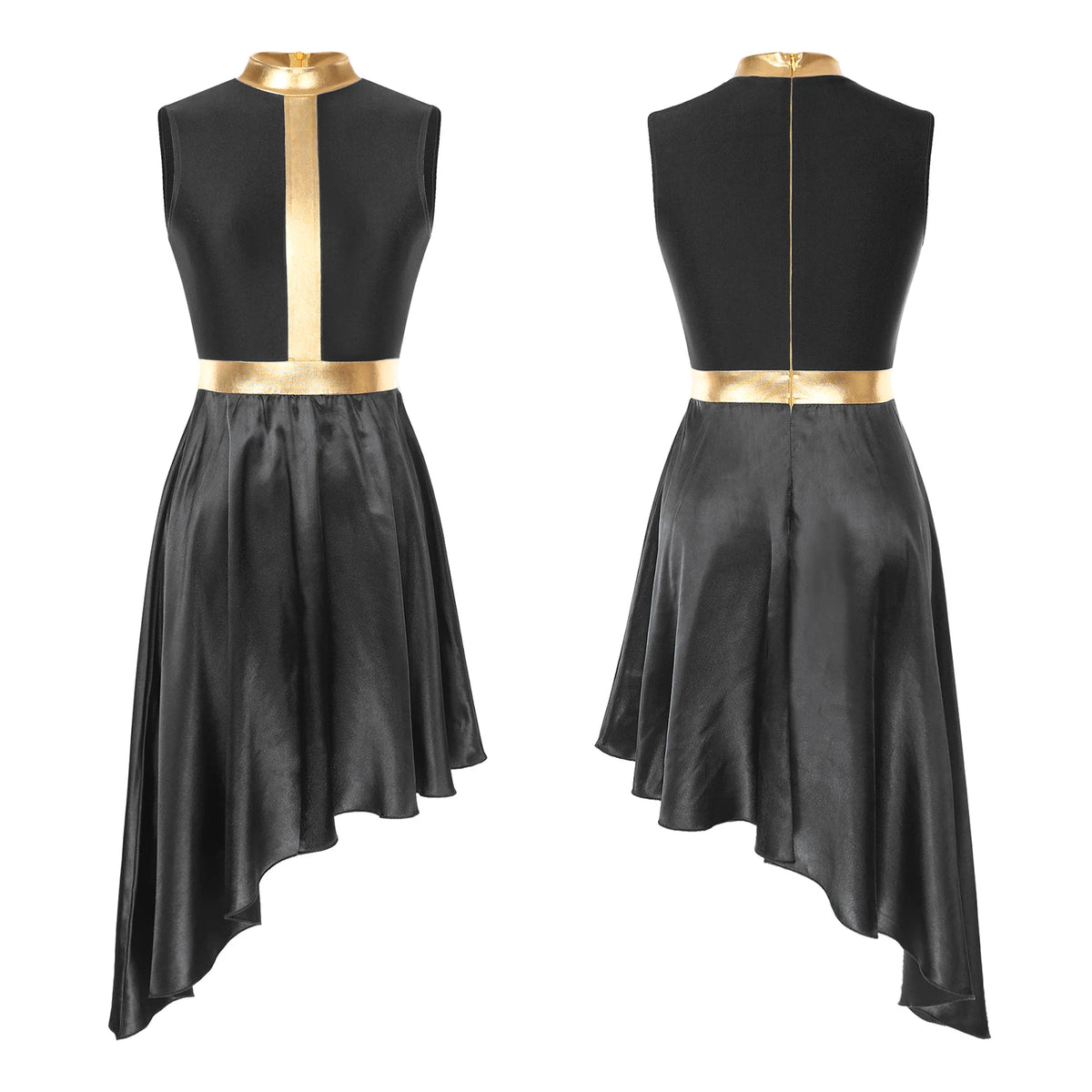 Women Modern Lyrical Dance Dress Liturgical Worship Church Choir Costume Sleeveless Asymmetrical Hem Dresses Ballroom Dancewear