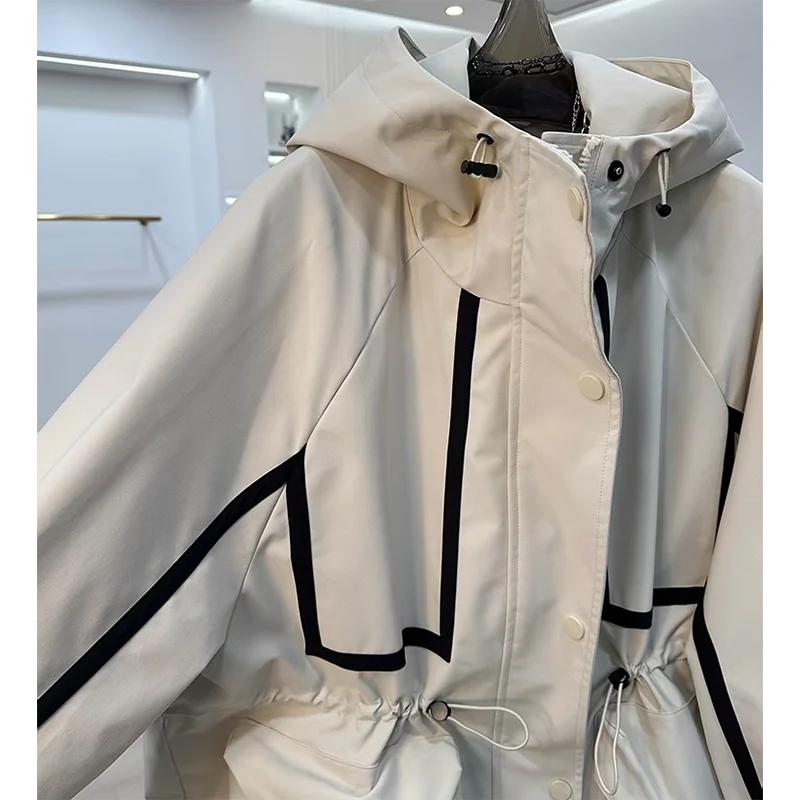 European Goods High-end Ribbon Stitching Contrast Jacket Women's 2025 New Spring and Autumn Leisure Loose Slim Short Trench Coat