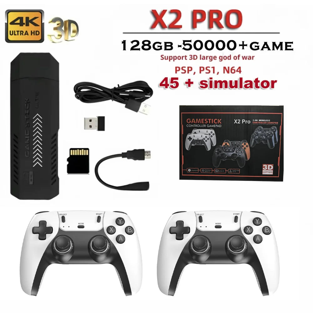 X2 Pro Retro Game Console – 50,000+ Games, 40+ Emulators, 4K HD & Wireless Controllers | PS1/N64/DC