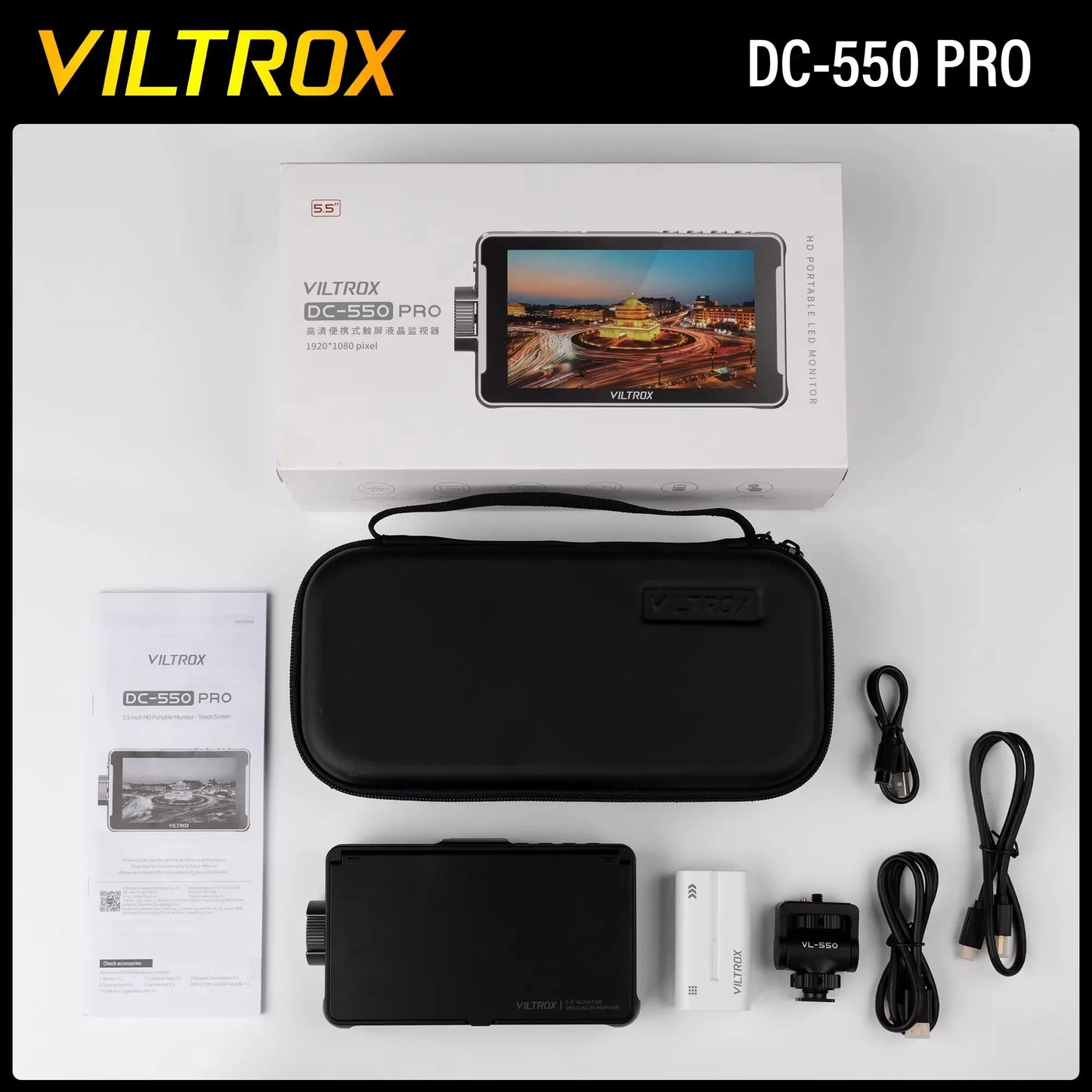 VILTROX DC-550/DC-550PRO Profissional Camera Studio Monitor 5.5 Inch 4K 30Hz HDMI Touch Screen 3D LUT 1920x1080 Director Monitor