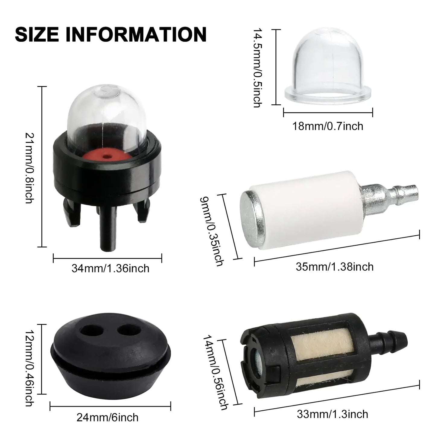 1Set Fuel Line Hose Fuel Filter 2mm/2.5mm/3mm Tube Fuel Primer-Bulb Garden Chainsaws Blowers Trimmers Lawn Mower Accessories