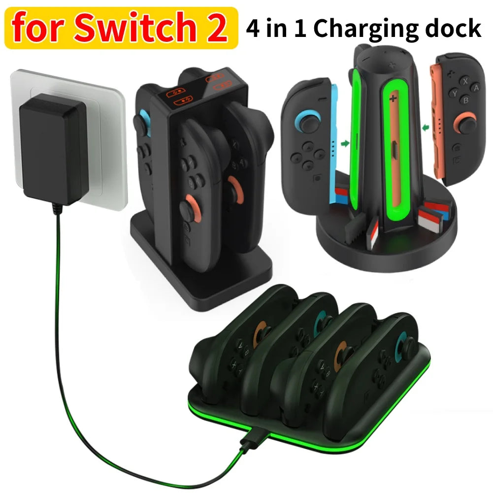 Controller Charger Dock for Nintendo Switch 2 Joycons Charging Stand Station for Nintendo Switch Accessories Support 4 Joy-con