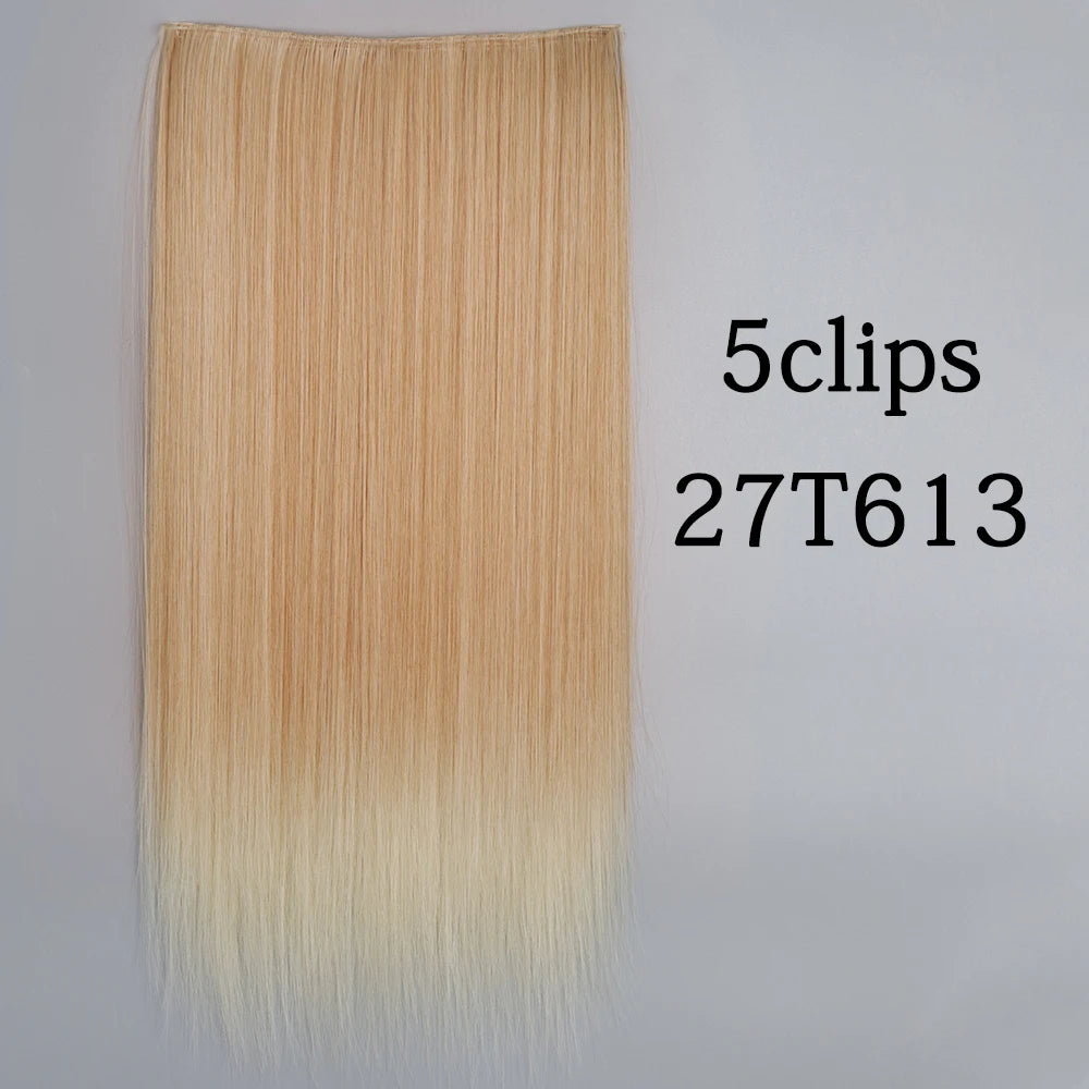 Synthetic 5 Clip In Hair Extensions Long Curly Hairstyle Hairpiece Natural Brown Black 80cm Heat Resistant  Fake Hair For Women