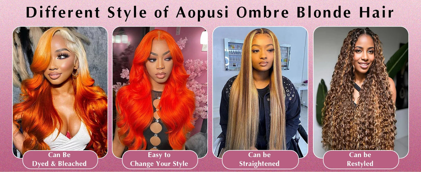 38 40 Inch Highlight Ombre Body Wave Bundles Real Human Hair Colored P4/27 Honey Blonde Brazilian Raw Hair Bundles Extensions