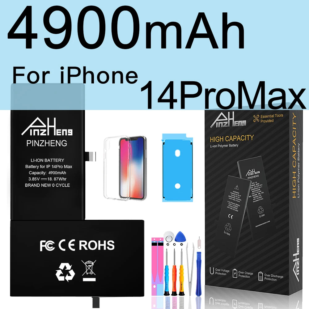 PINZHENG Real High Capacity Battery For iPhone 14 15 14 Pro 15 Pro 14 Pro Max 15 Pro Max 14 Plus 15 Plus Replacement Batteries