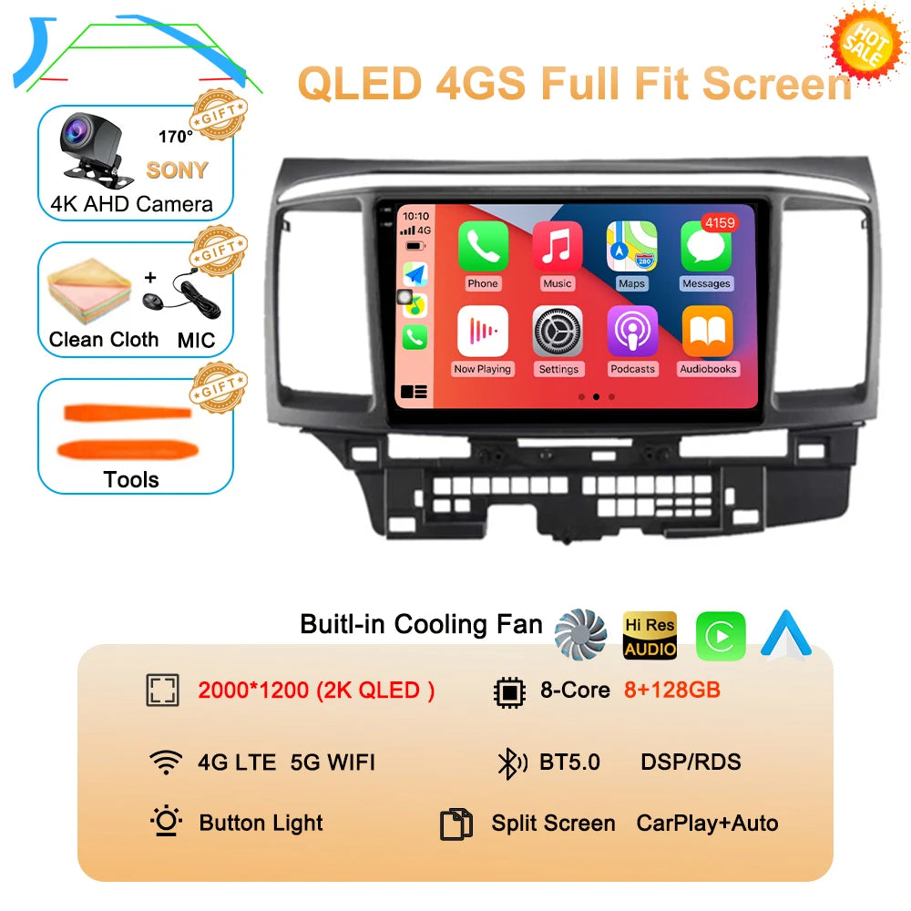 Android 16 Car Radio For Mitsubishi Lancer 10 CY 2007 - 2017 Multimedia Video Player 2 din WIFI+4G Navigation GPS Stereo Carplay