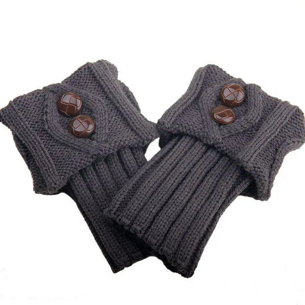 Women's Knit Boot Cuffs, Short Leg Warmers with Buttons
