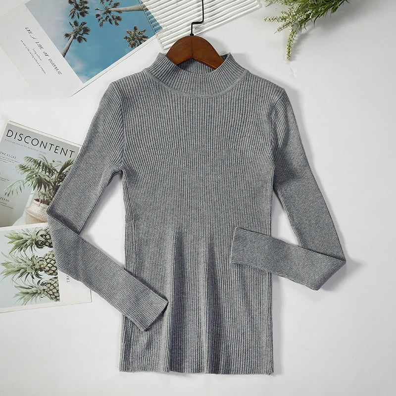 Women's Soft Turtleneck Sweater — Cotton Blend Knit