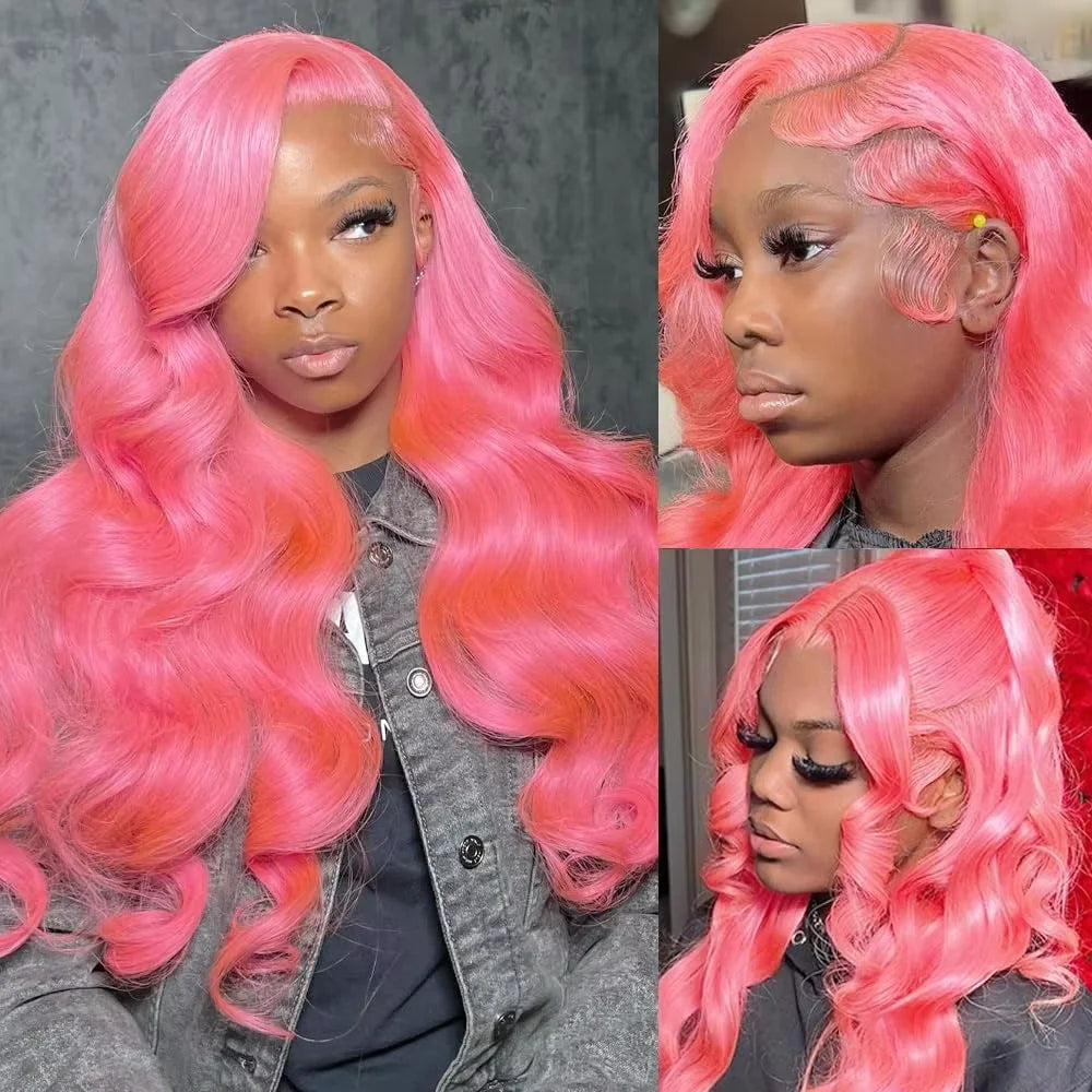 Light Pink Body Wave 13x6 HD Lace Front Human Hair Wig — Pre-Plucked