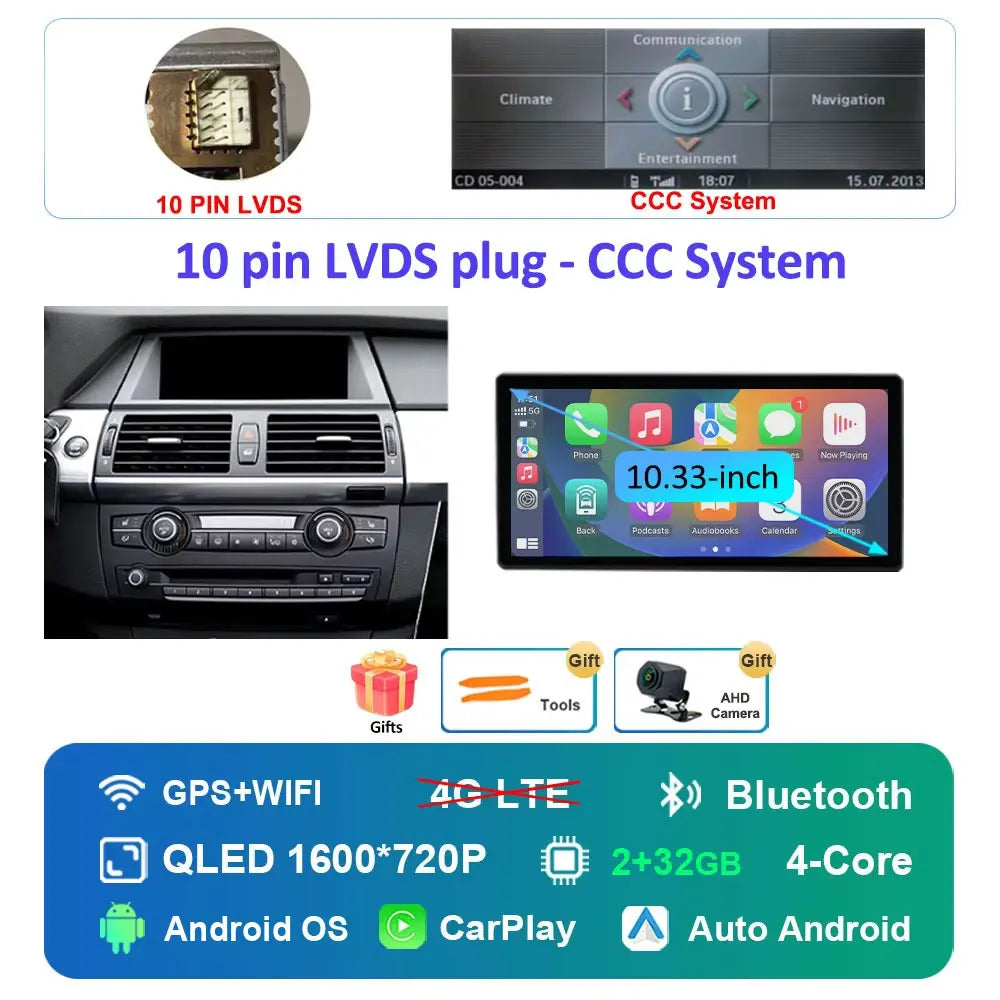 Navigation GPS Android 16 for BMW X5 X6 E70 E71 2008 - 2013 ClC/CCC System Car Radio Multimedia Player BT 4G DSP Stereo WiFi 4Ｇ
