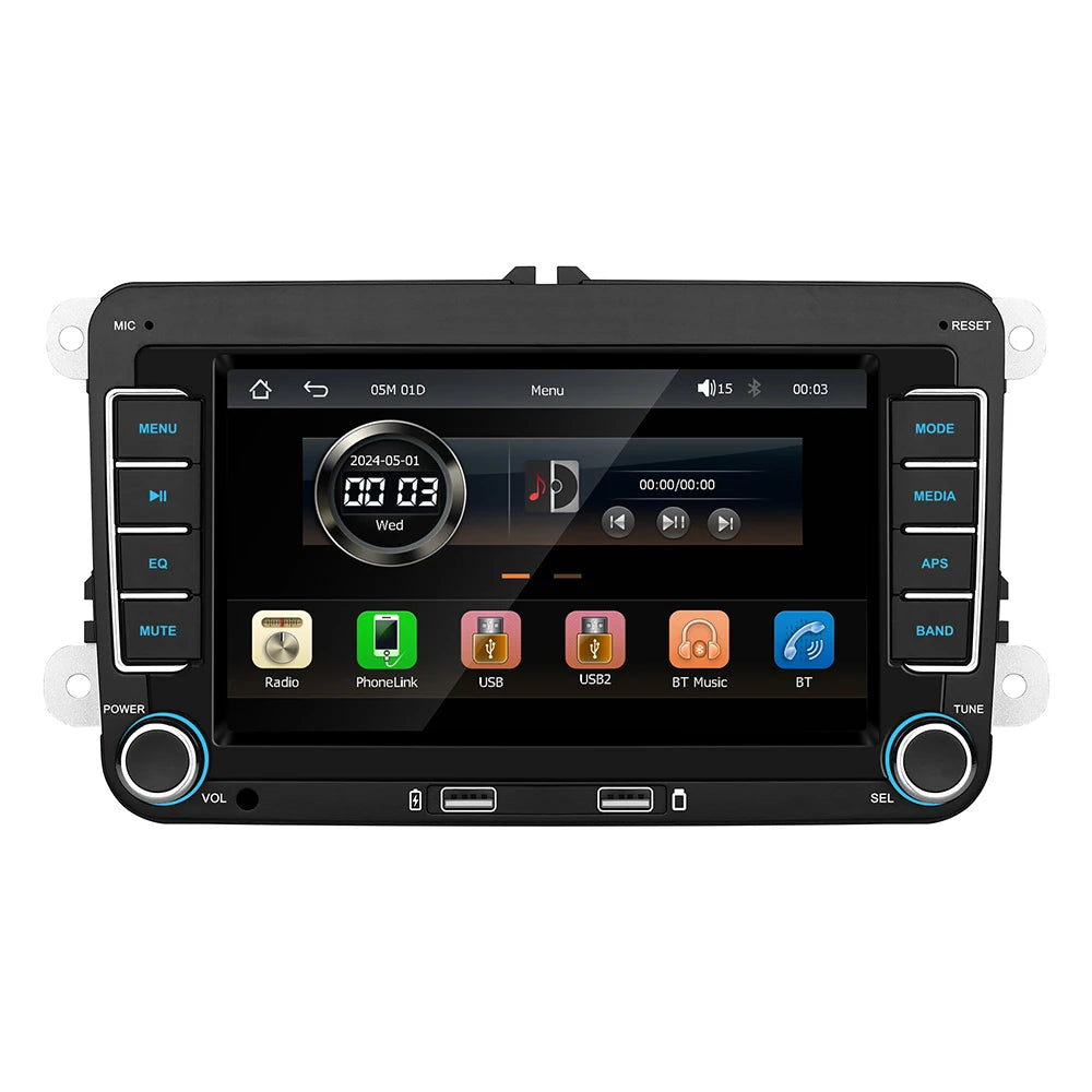 7" 2-DIN Car Stereo — CarPlay, Android Auto, AirPlay & RDS for VW, SEAT, Skoda (Passat, Golf, Polo)