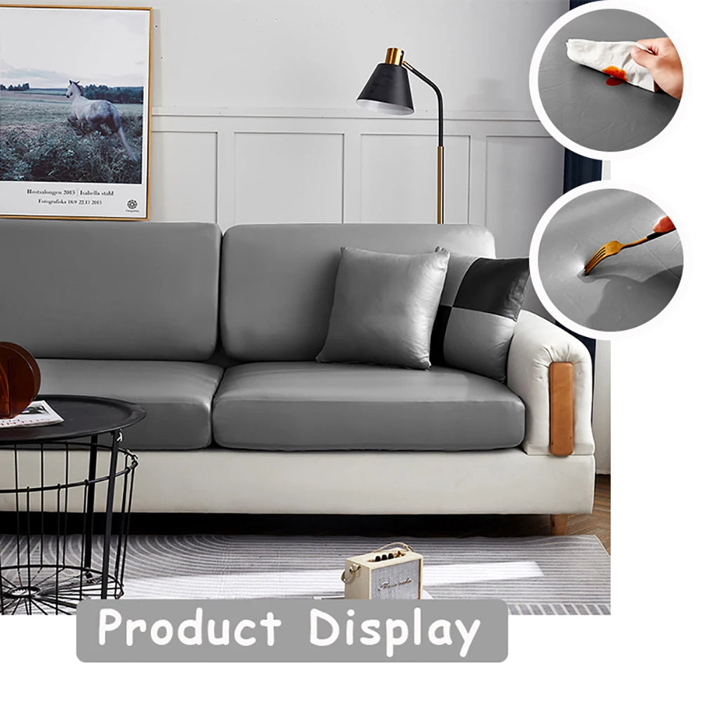 Waterproof PU Leather Sofa Seat Cushion Cover For Living Room Furniture Protector L Shape Corner Armchair Couch Slipcovers
