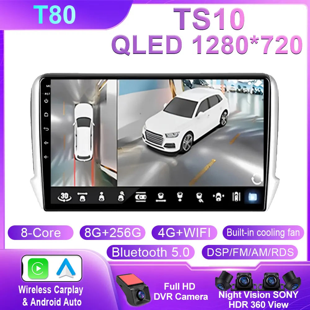 Car Stereo with Apple CarPlay & Android Auto, Compatible with Peugeot 2008 & 208 (2012-2018)