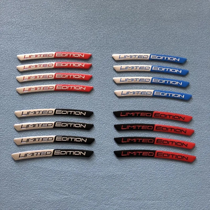 4 Pc Aluminium Alloy Car Hub Stickers, Rim Decorative Strips