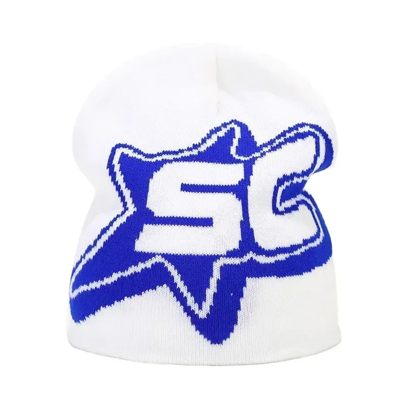 Y2K Letter Knit Beanie, Warm Ski Hat