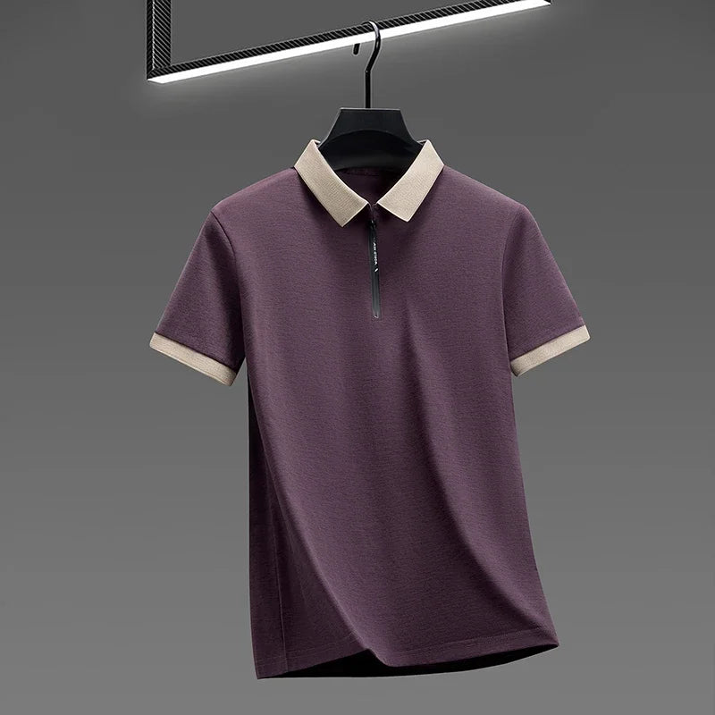 Men's Half-Zip Polo - Cool Fabric Lapel, Daily & Business Wear