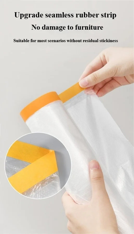Pre-Taped Masking Film Protection PE Covering Cloth Tape for Living Room Furniture Dust-proof Spray Paint Automobile Painting