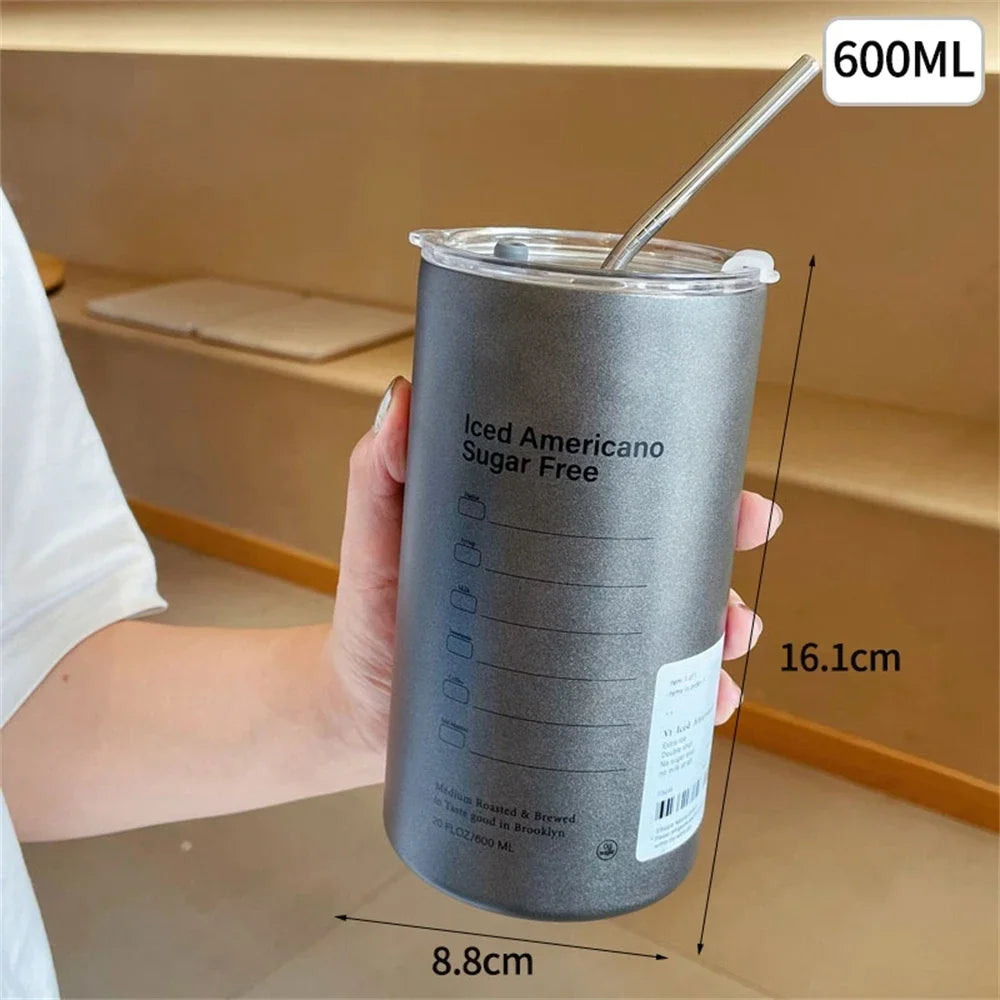 600ml Stainless Steel Thermos Cup with Straw - Insulated Coffee Mug - photo 10