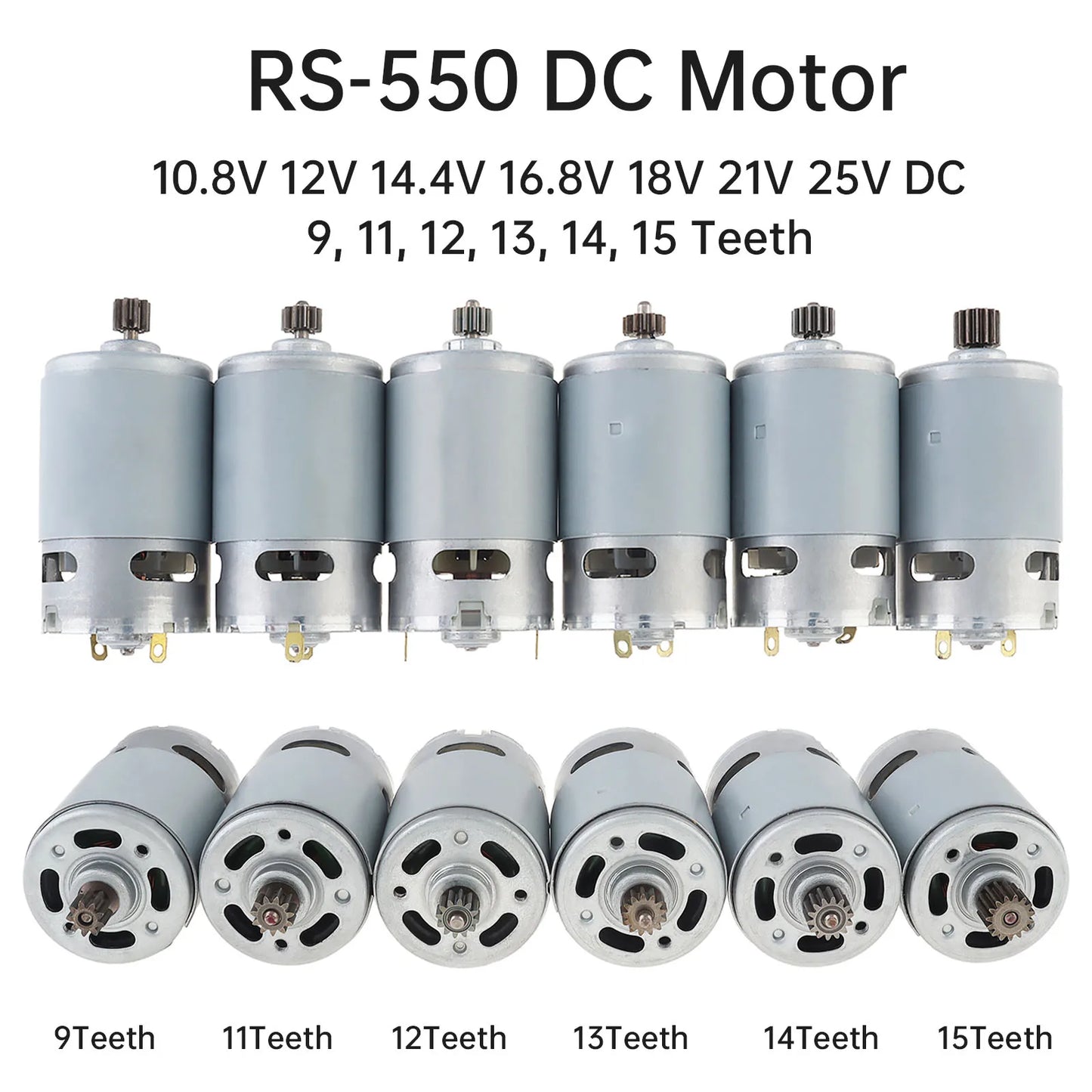RS550 DC Motor 9/11/12/13/14/15 Teeth 10.8V-25V Engine Electric Motor High Torque Gear Box for Electric Screwdriver Drill Tools