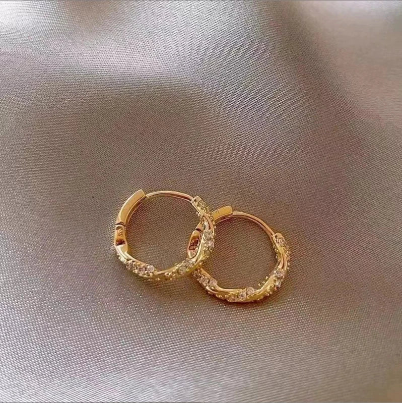 Four-Star Hoop Earrings — Zircon Circle Studs for Women