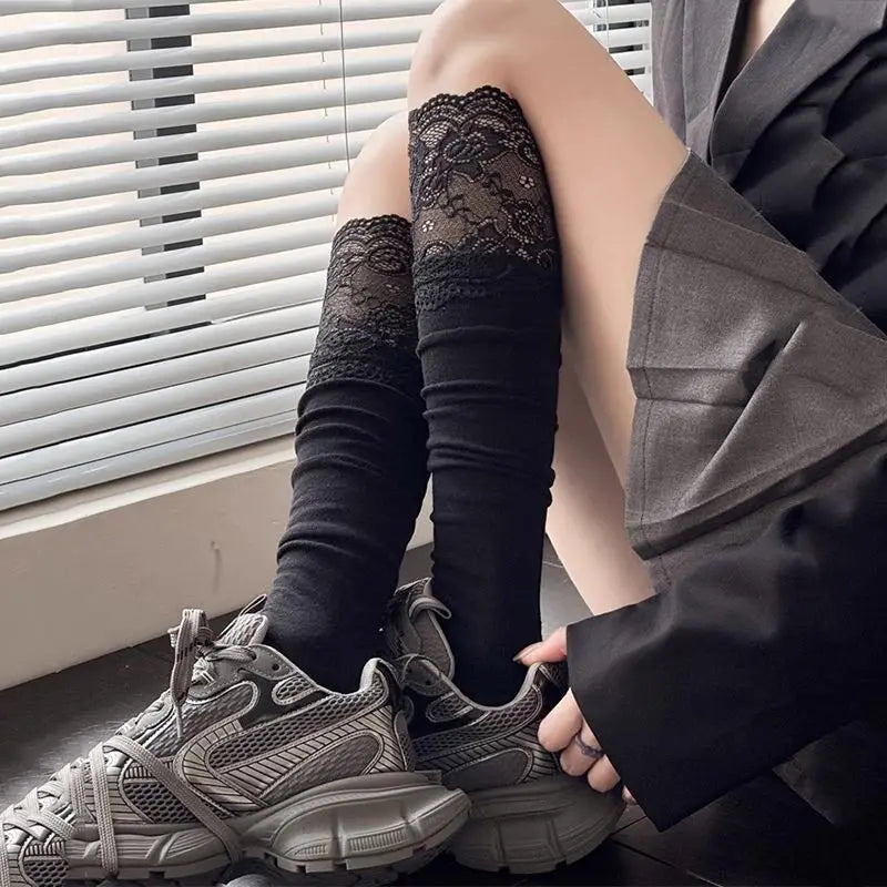 Women's Lace Trim Thigh High Stockings