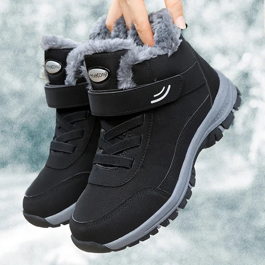 Women's Platform Combat Snow Boots - Fur Lined Non-Slip Ankle Boots