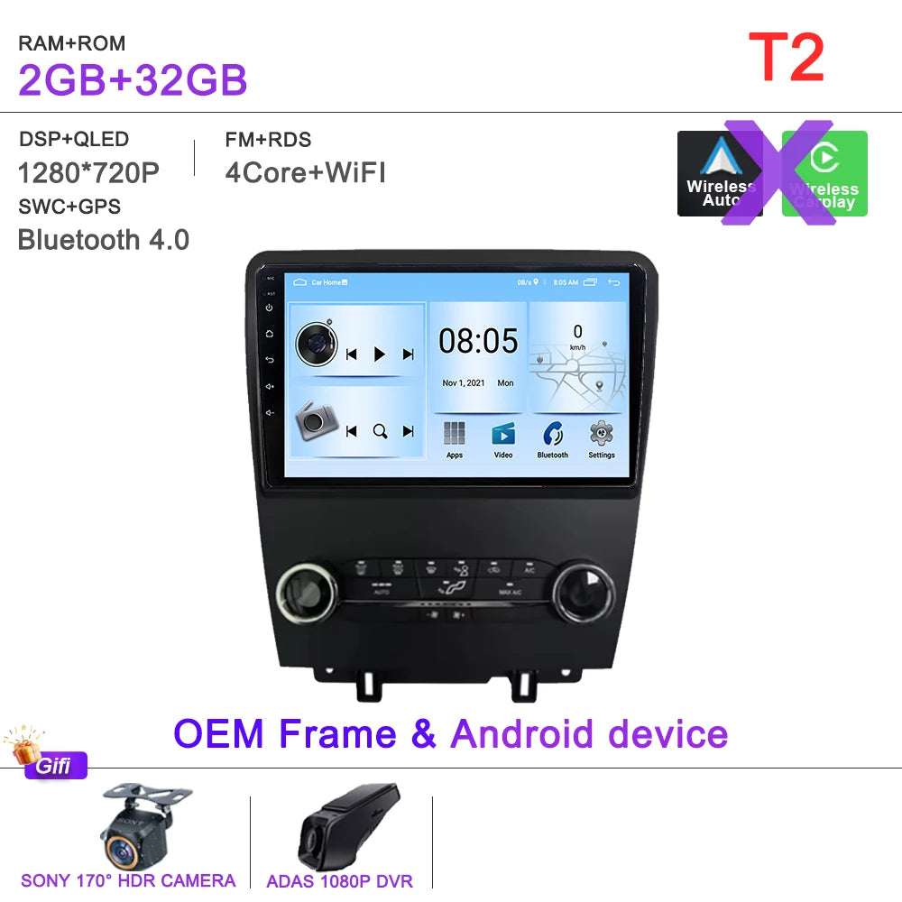 Car Stereo with Apple CarPlay & Android Auto, Compatible with Ford Mustang (2010-2014)