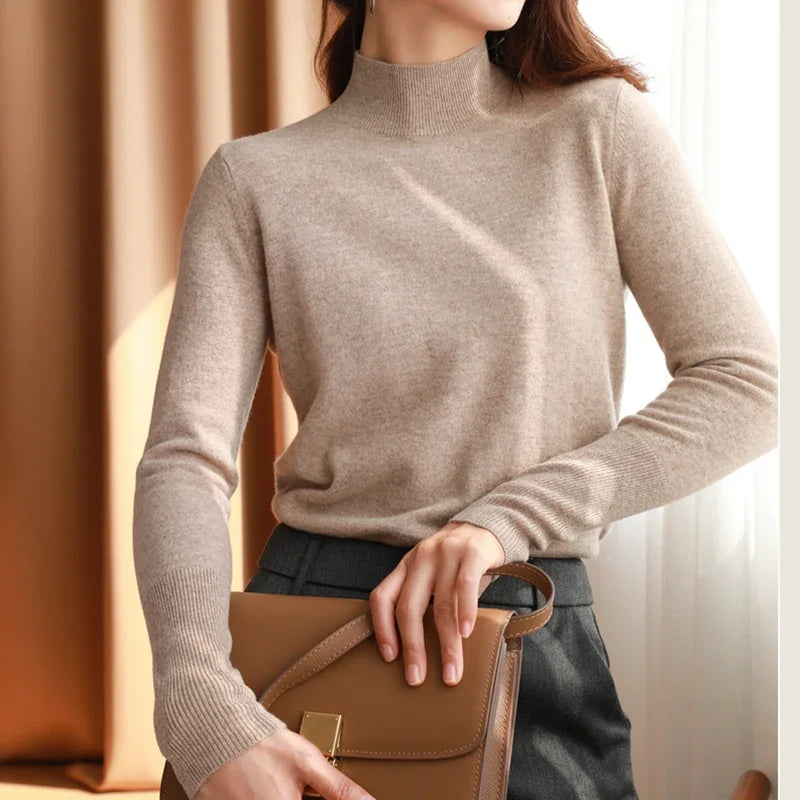 Women's mock neck base sweater, slim knit — view 15 of 20