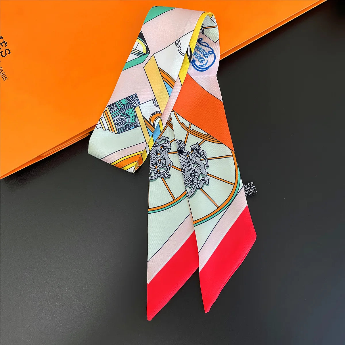 Women's Long Skinny Ribbon Scarf - Printed Hair Tie & Bag Band - photo 28