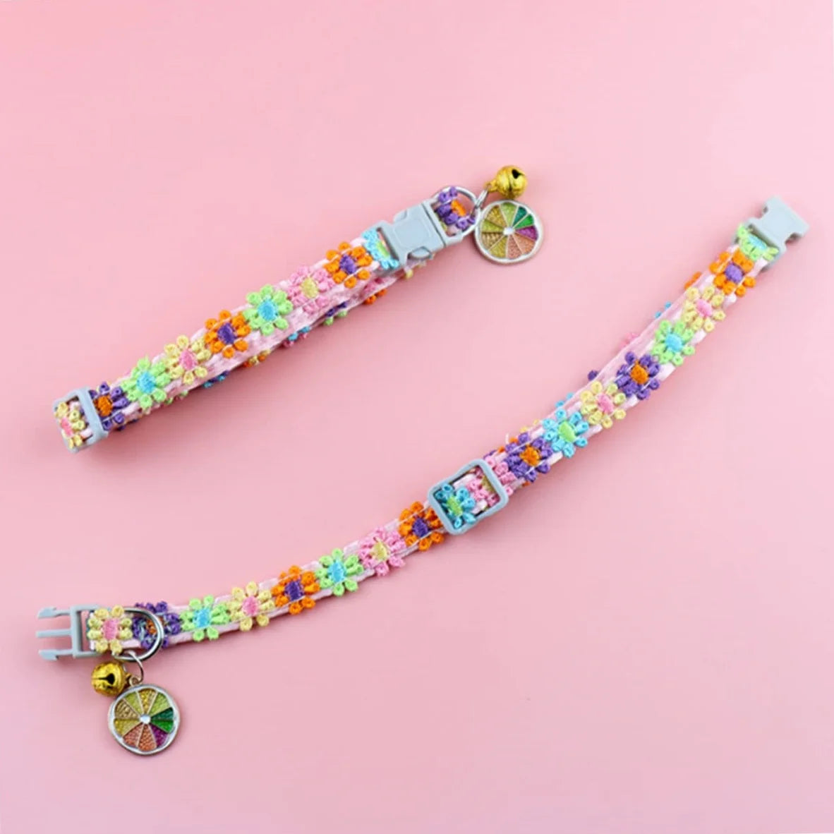 Paw Print Pet Collar with Bell - Adjustable Polyester Strap – photo 5