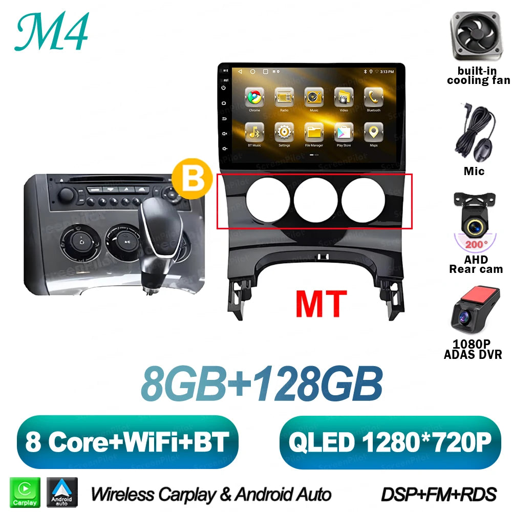 For Peugeot 3008 5008 AT MT 2009 2012-2016 Android 16 Car Radio Multimedia Video Player 2 Din Carplay Bluetooth 8 Core Wifi 4G
