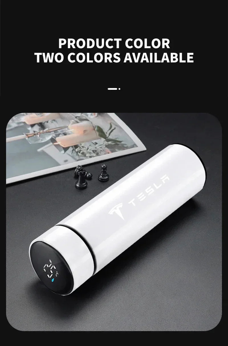304 Stainless Steel Portable Car smart Thermos bottle with temperature display For TESLA MODEL X S 3 Y Car Emblem Accessories