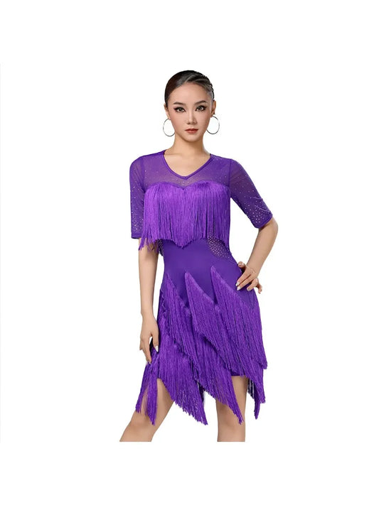 Women's high-end tassel Latin performance dress