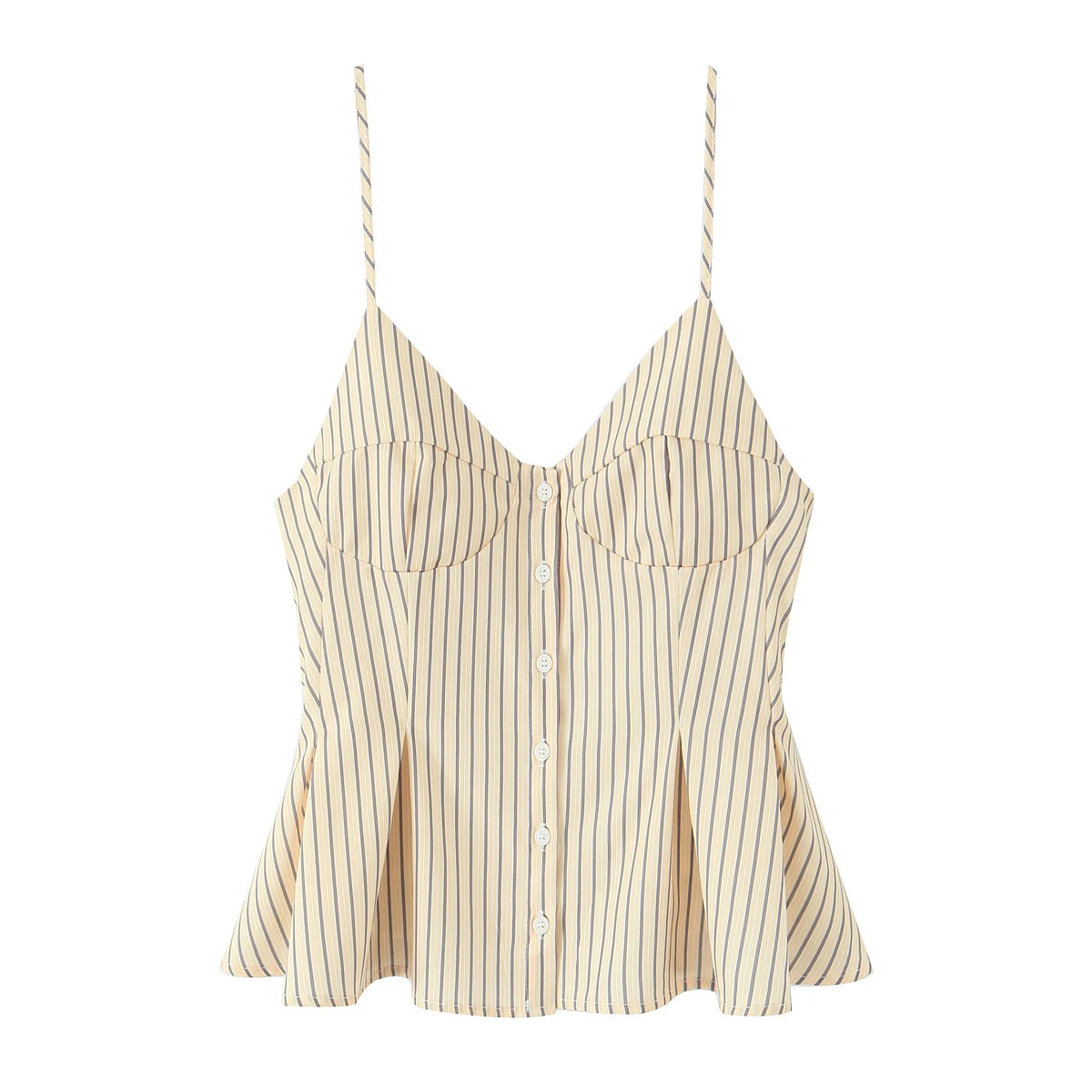 DUOPERI Women 2026 New Fashion Poplin Striped Backless Camisole Thin Straps V-Neck Female Chic Lady Casual Mujer Tops