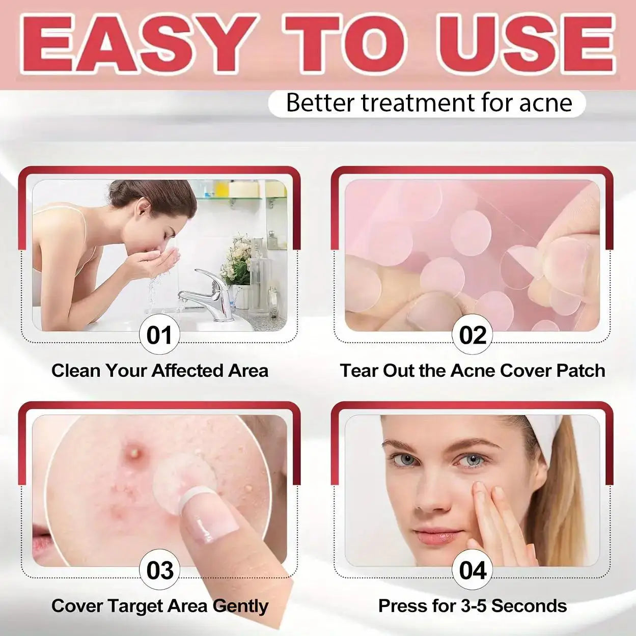 443pcs water-based gel acne patch - removes facial acne, soothes and heals the skin, multiple sizes of oversized acne patches