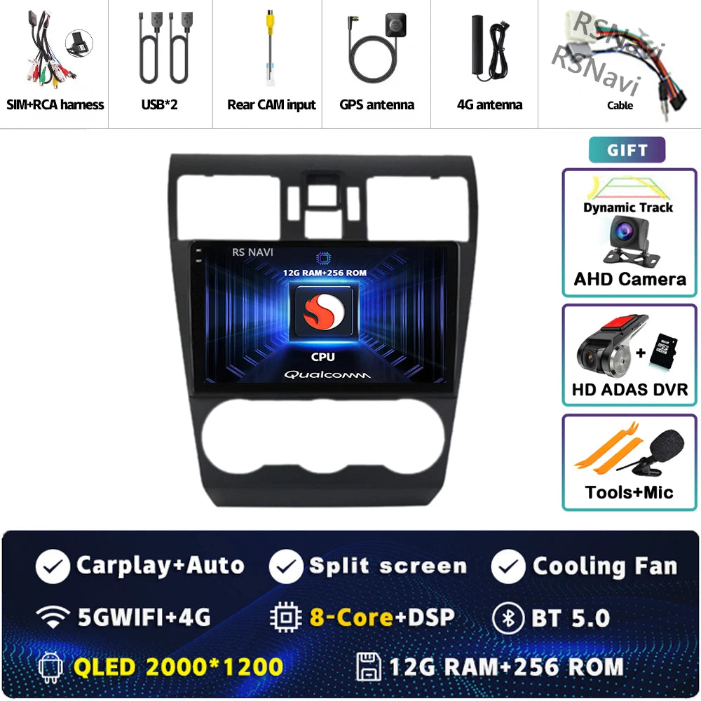 Android 16 For Subaru Forester WRX XV 2012 - 2018 2K QLED Stereo Car Radio Multimedia Video Player GPS 4G CarPlay
