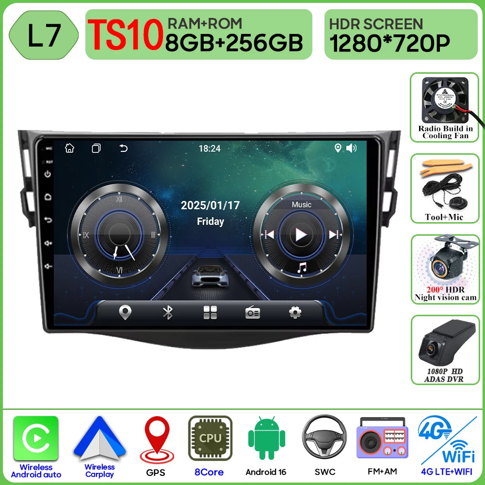 Android Auto For Toyota RAV4 Rav 4 2005 - 2013 Car Radio Carplay No 2din 4G Wifi Car Monitor Video GPS Navigation Stereo 2k BT