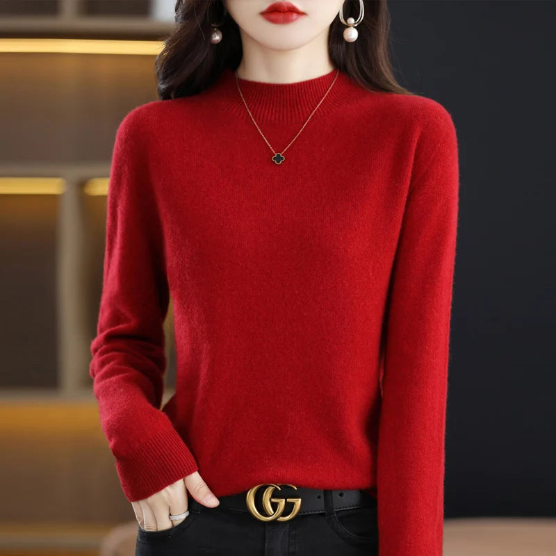 Women's Merino Wool Mock Neck Sweater