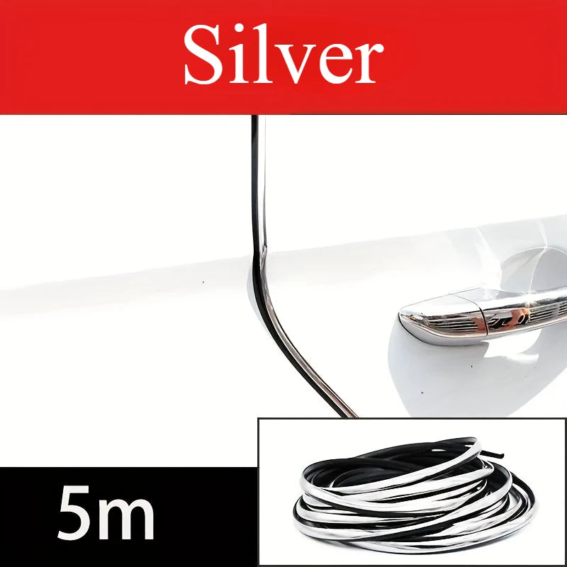 5m Car Door Edge Protection Strips Sound Insulation Door Protector Noise Isolation Chrome Sealant Strips PVC Seal Strip