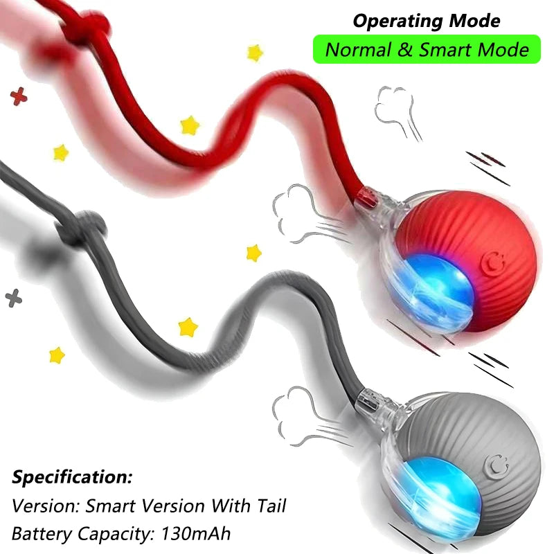 Automatic Rolling Cat Ball Toy with Tail, Rechargeable