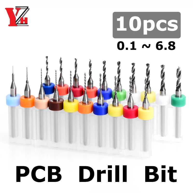 PCB Micro Drill Bits, 3.175 mm Shank, 0.1 to 6.8 mm