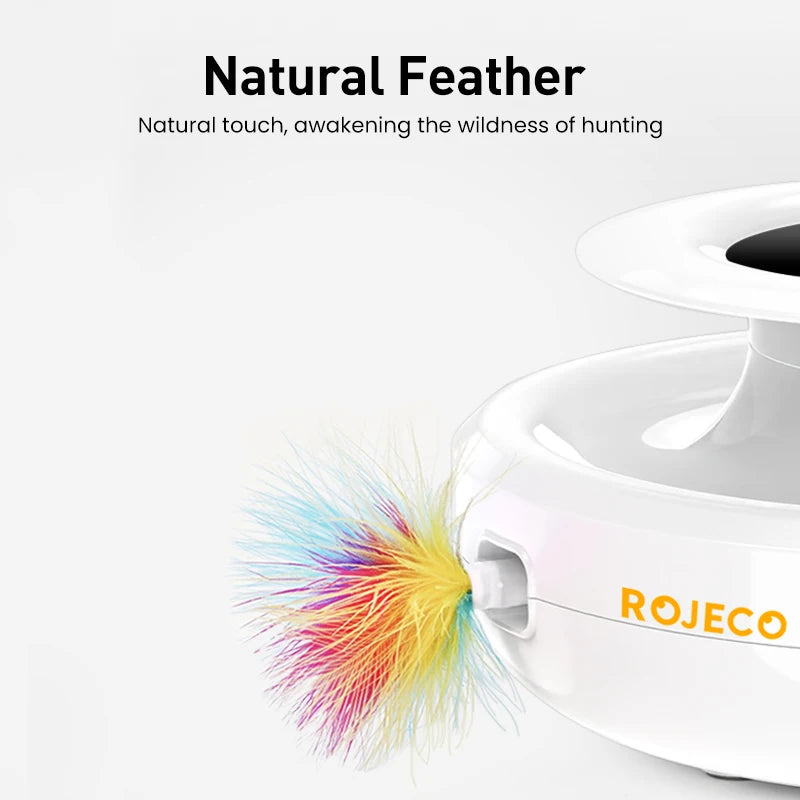 ROJECO 2-in-1 Smart Cat Toy – Automatic Feather & Fun Ball Interactive Toy Set | 5 Modes Electronic Pet Toy