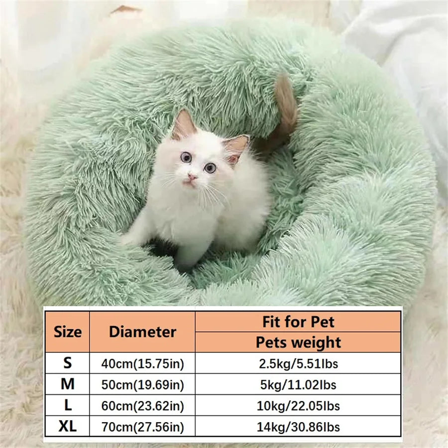 Plush Faux Fur Donut Pet Bed - Round Washable Cat & Dog Pad - photo 8