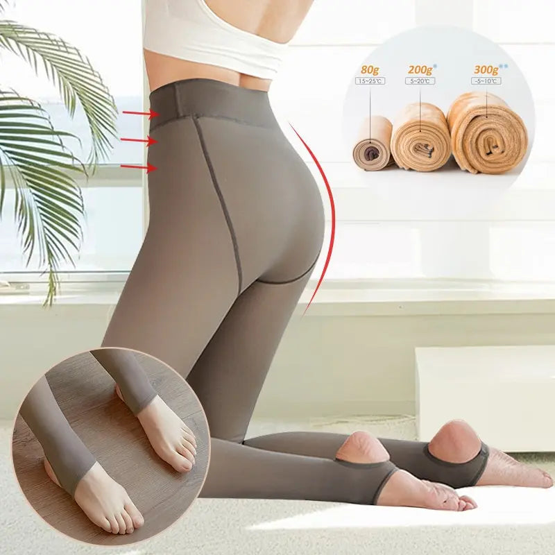 Women's Fleece Tights - Fake Translucent Thermal Pantyhose - photo 10